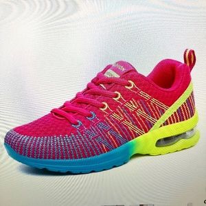 Fuchsia, Light Blue, Yellow Woman's Sneaker